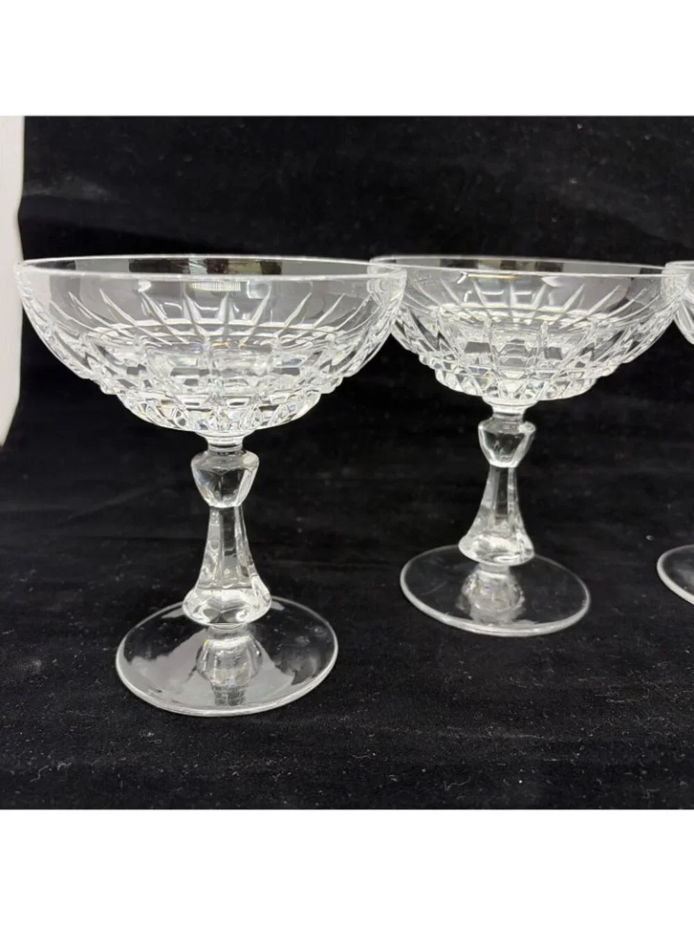 Vintage Nachtmann Astra Crystal Champagne Coupe Tall Sherbet Glasses Set of 4